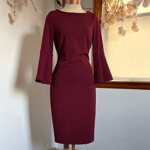 Calvin Klein Burgundy Long Sleeve Dress